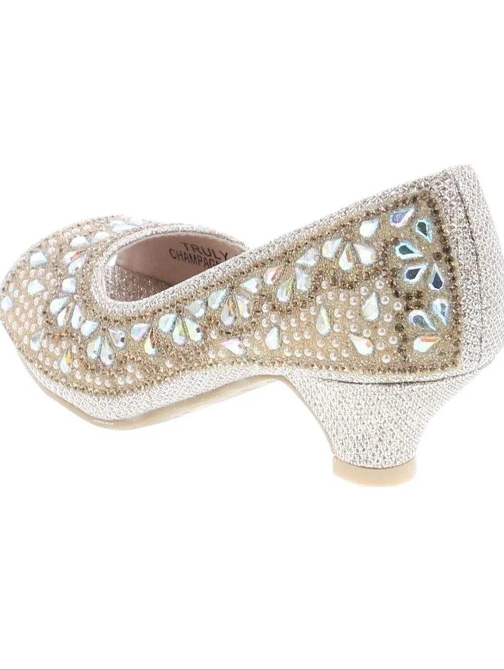 Bella Marie Truly Kids Rhinestones Slip On Girls Kitten Heels Sandals Dress Shoe